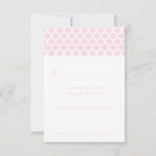 Rosa marokkanische Muster-RSVP-Karten für Hochzeit RSVP Karte