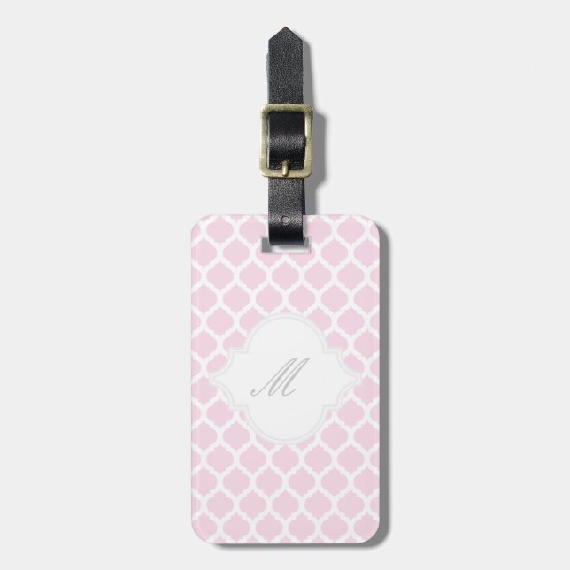 Rosa marokkanisches Muster mit Monogram Gepäckanhä Gepäckanhänger (Vorderseite vertikal)