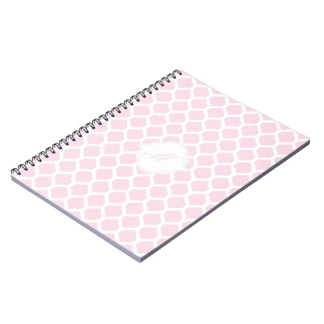Rosa marokkanisches Muster mit Monogram-Notebook Notizblock (Linke Seite)