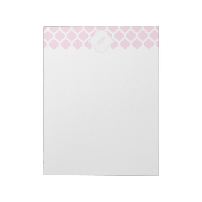 Rosa marokkanisches Muster mit Monogram Notepad Notizblock (Rotiert)