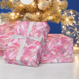 Rosa marokkanisches Quatrefolienmuster Geschenkpapier