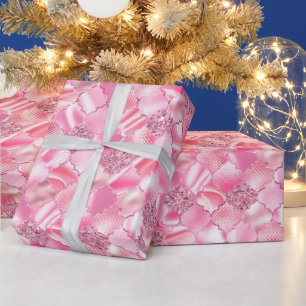 Rosa marokkanisches Quatrefolienmuster Geschenkpapier