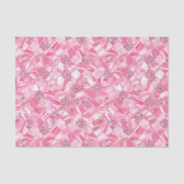 Rosa marokkanisches Quatrefolienmuster Seidenpapier (Vorderseite)