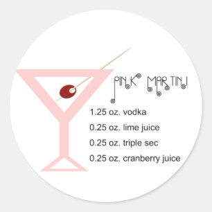 Rosa Martini-Aufkleber Runder Aufkleber