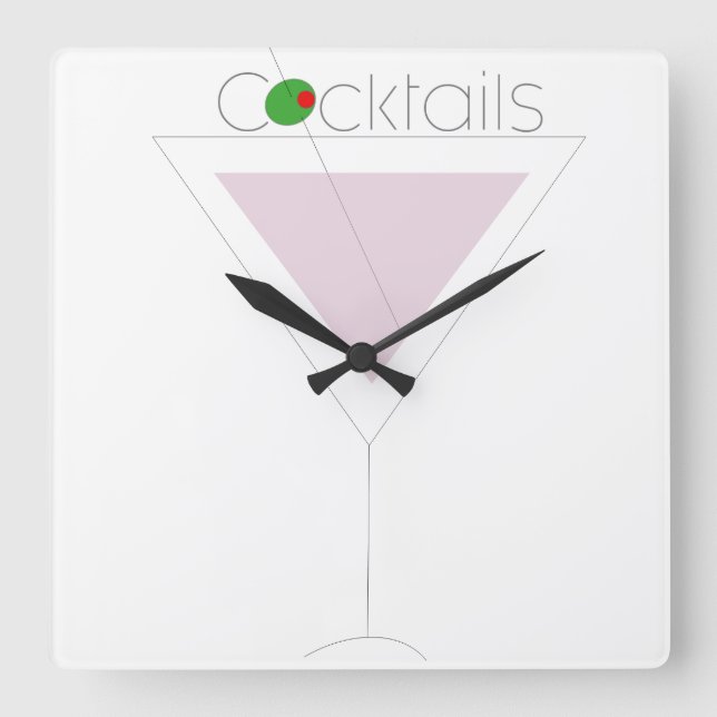 Rosa Martini Quadratische Wanduhr (Vorderseite)