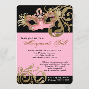 Rosa Maskerade-Masken-Ball-Kostüm Halloween Einladung