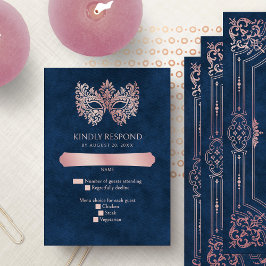 Rosa Masquerade Maske Elegante Quinceanera RSVP Karte