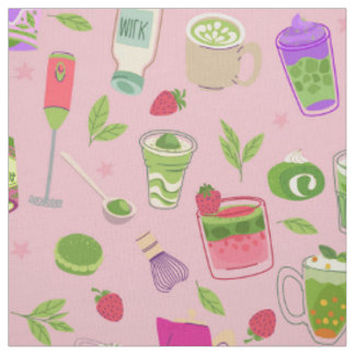rosa Matcha-Tee-Erdbeershake Stoff