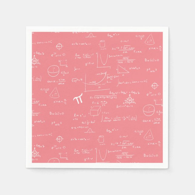 Rosa Math Equations Graphics Party Serviette (Vorderseite)