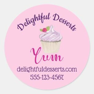 Rosa Mattiert Cupcake Yum! Business Runder Aufkleber