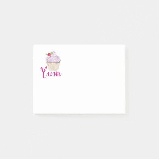 Rosa Mattiert Cupcake Yum! Post-it Klebezettel (Vorderseite)