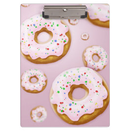 Rosa Mattierte Donuts mit Sprinklermuster Klemmbrett