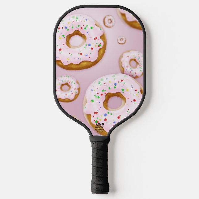 Rosa Mattierte Donuts mit Sprinklermuster Pickleball Schläger (Vorderseite)