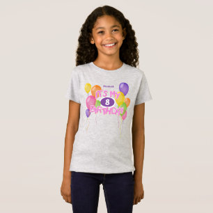 Rosa mattierte Kekse mit Ballons zu meinem Geburts T-Shirt