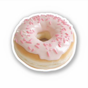Rosa Mattierter Donut mit Sprinklen Aufkleber