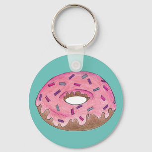 Rosa Mattierter Feinschmecker Donut Doughnut mit S Schlüsselanhänger