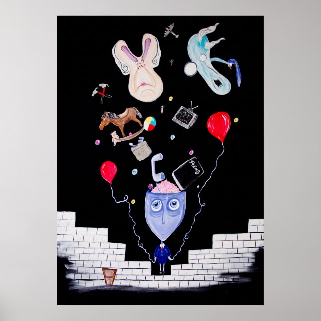 Rosa Mauer 20 x 28 Poster (Vorne)