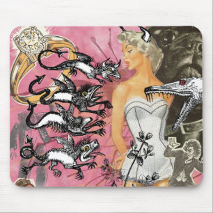 Rosa Mausunterlage Collage Mousepad