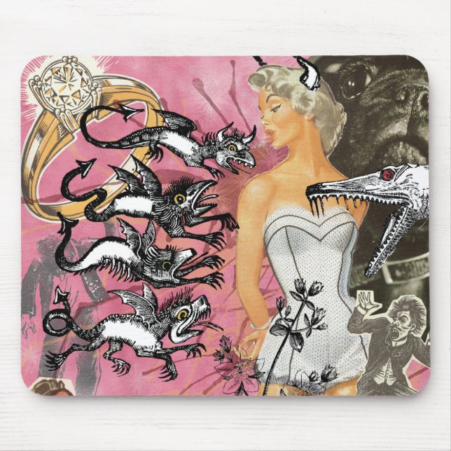 Rosa Mausunterlage Collage Mousepad (Vorne)