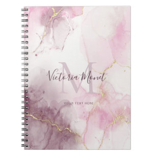 Rosa Mauve-Goldader-Marmor Schrift Foto Notizblock