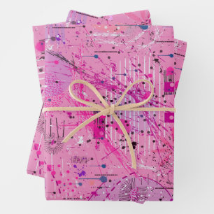 Rosa Maximalistischer Abstract: Himbeer-Sundae Geschenkpapier Set