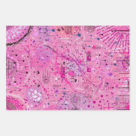 Rosa Maximalistischer Abstract: Himbeer-Sundae Geschenkpapier Set