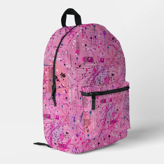 Rosa Maximalistischer Abstrakter: Himbeer-Sundae Bedruckter Rucksack (Rückseitige Ecke links)