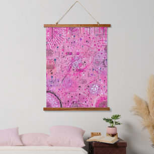 Rosa Maximalistischer Abstrakter: Himbeer-Sundae Wandteppich Mit Holzrahmen