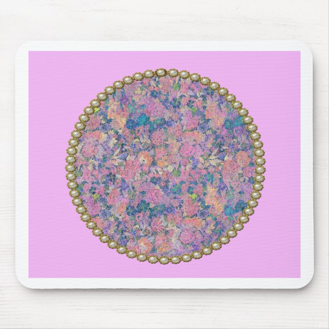 Rosa Medaillon Mousepad (Vorne)