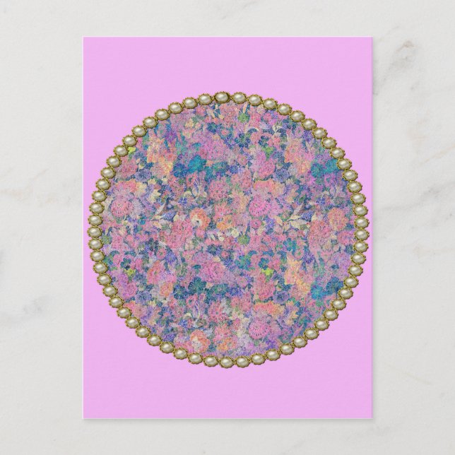 Rosa Medaillon Postkarte (Vorderseite)