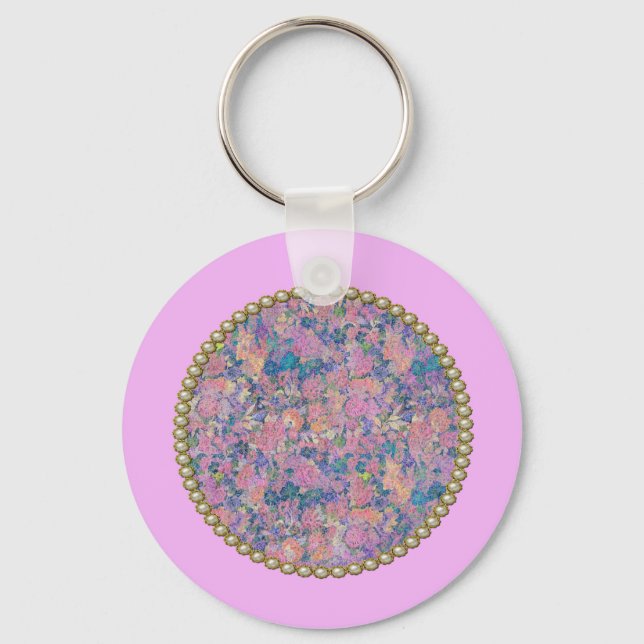 Rosa Medaillon Schlüsselanhänger (Vorderseite)