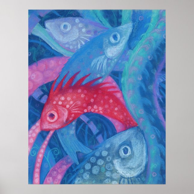Rosa Meeresalgen Meerestiere Unterwasser Kunst Poster (Vorne)