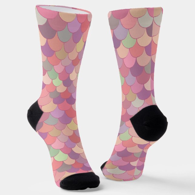 Rosa Meerjungfische Fischskala Niedlich Socken (Gewinkelt)