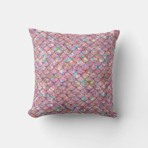 Rosa Meerjungfische Scales Holographic Trendy Kissen