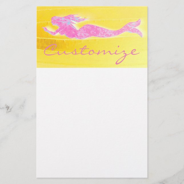Rosa Meerjungfrau Briefpapier (Vorderseite)