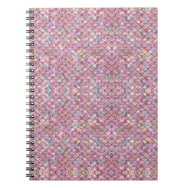 Rosa Meerjungfrau Fischskala Holographische Elegan Notizblock (Vorderseite)