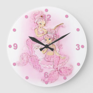 Rosa Meerjungfrau-Wanduhr Große Wanduhr