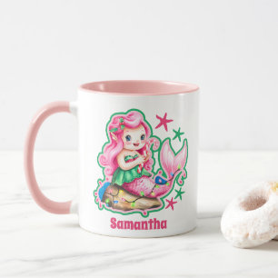 Rosa Meerjungfrau Weihnachtskids Heiße Schokolade Tasse