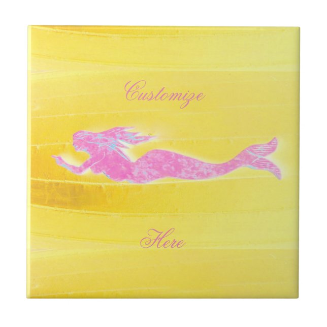 rosa Meerjungfrauunterwasserschwimmen Fliese (Vorderseite)