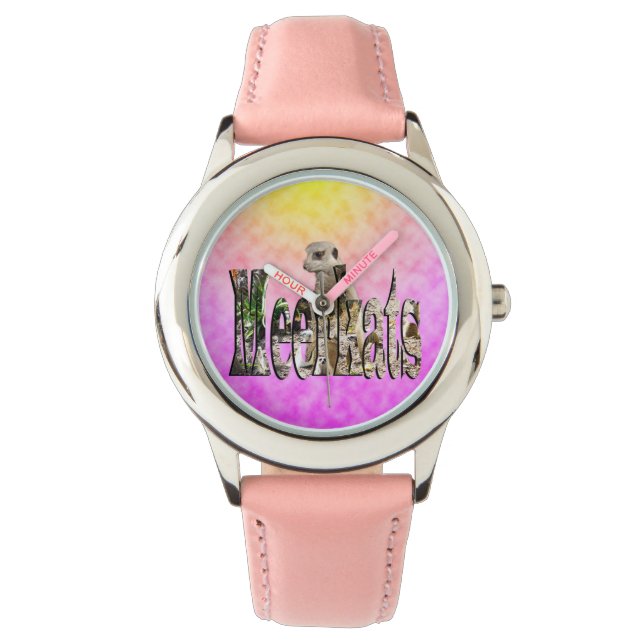 Rosa-Meerkat-Logo-Design Armbanduhr (Vorderseite)