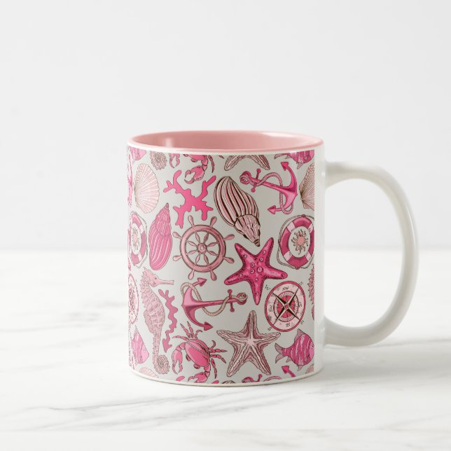 rosa Meermuster Zweifarbige Tasse (Rechts)