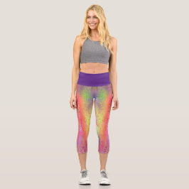 Rosa Mehrfarbige Python Schlange Druckfrauen Capri Leggings