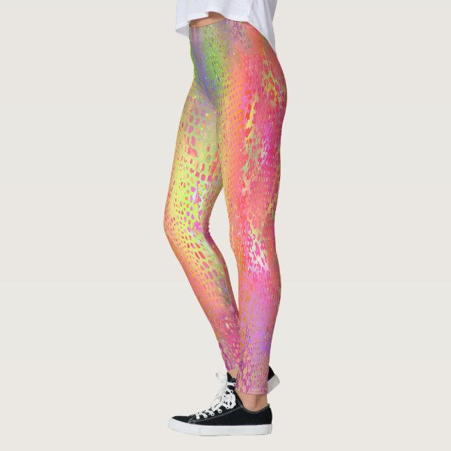 Rosa Mehrfarbige Python Schlange Druckfrauen Leggings (Links)