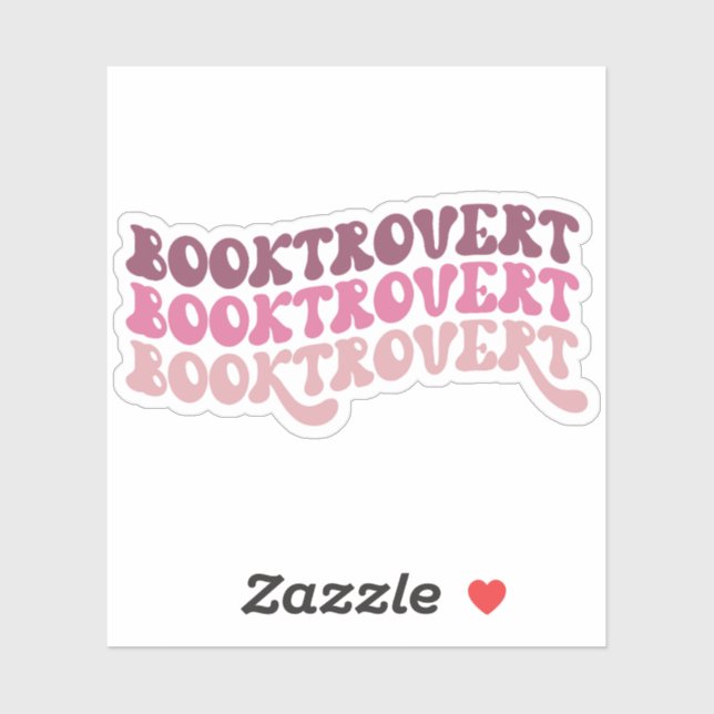 Rosa mehrfarbiges Retro Booktrovert Vinyl Sticker (Blatt)