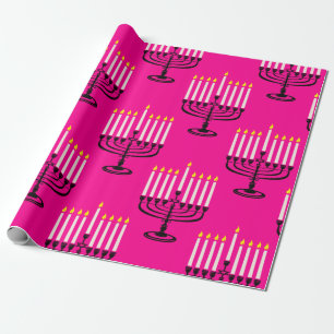rosa Menora Hanukkah Purim jüdischer Druck Geschenkpapier