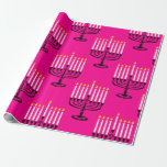 Rosa menorah hanukkah purim jüdischen Druck Geschenkpapier<br><div class="desc">"hot pink menorah hanukkah ", "pink hanukkah", "pink menorah", "hanukkah menorah",  menorah, "glückliche hanukkah",  kanukah,  hannukah,  Hanukkah, "jüdische Feiertage"</div>