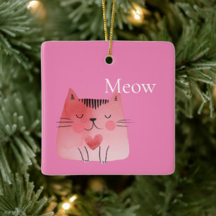 Rosa Meow Cat Keramikornament