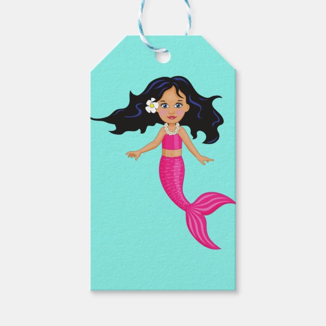 Rosa-Mermaid-Girl Geschenkanhänger (Vorderseite)