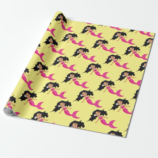 Rosa-Mermaid-Girl Geschenkpapier (Ungerollt)
