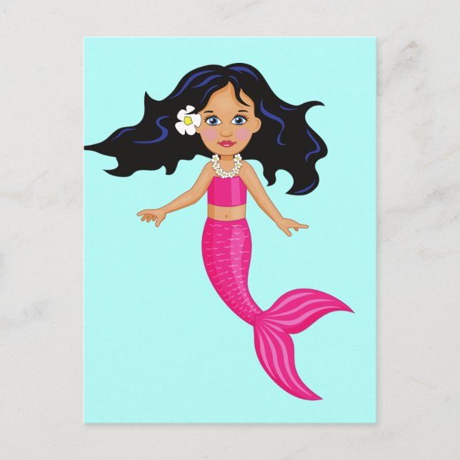 Rosa-Mermaid-Girl Postkarte (Vorderseite)